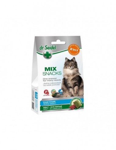Smakołyki MIX 2w1 dla kotów na świeży oddech & malt dr Seidla 60 g - DermaPharm