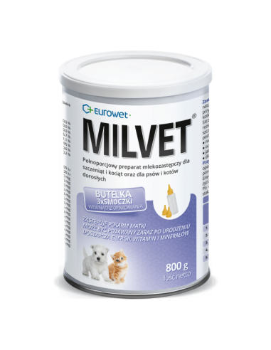 Milvet 800 g z butelką - mleko zastępcze dla...