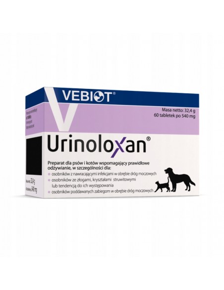 Vebiot Urinoloxan dla psów i kotów 60 tabletek drogi moczowe